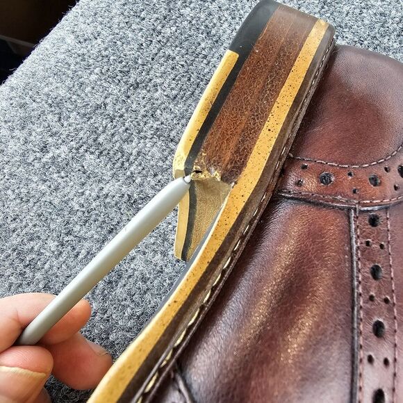 Joseph Abboud Mens Brown Leather Wingtip Derby Dress Shoe Sz 10‎  pre-owned - Picture 10 of 14